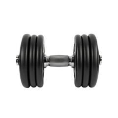 Fototapeta premium Black Rubber Coated Adjustable Dumbbell Isolated on Transparent Background