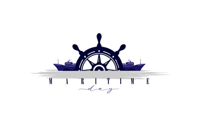 Vector Illustration of national maritime day. Symbol of Wheel. Abstract design and Background.