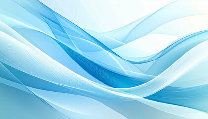 Fototapeta premium Abstract swirling blue ribbons of light against a soft white gradient background