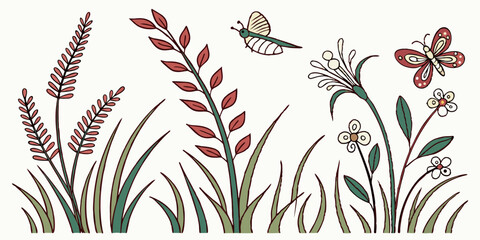 Creative Grass Set Vector Illustration | Beautiful Collection of Different Grass Types for Landscape Design, Gardening, Nature, and Eco Project