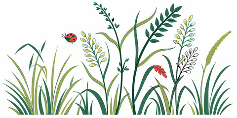 Creative Grass Set Vector Illustration | Beautiful Collection of Different Grass Types for Landscape Design, Gardening, Nature, and Eco Project