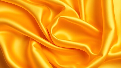 Fototapeta premium Luxurious Yellow Satin Fabric with Swirling Folds and Glossy Texture.