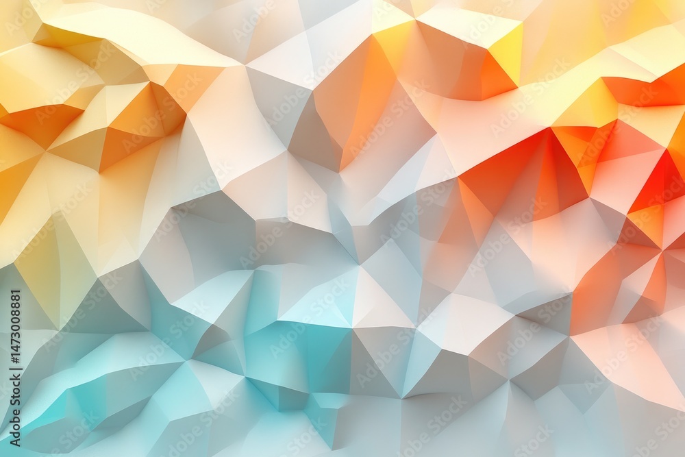 Poster abstract polygonal design with vibrant color transitions.