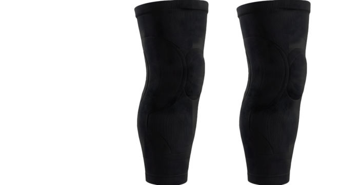 A pair of black knee sleeves displayed against a plain background, ideal for sports and fitness enthusiasts