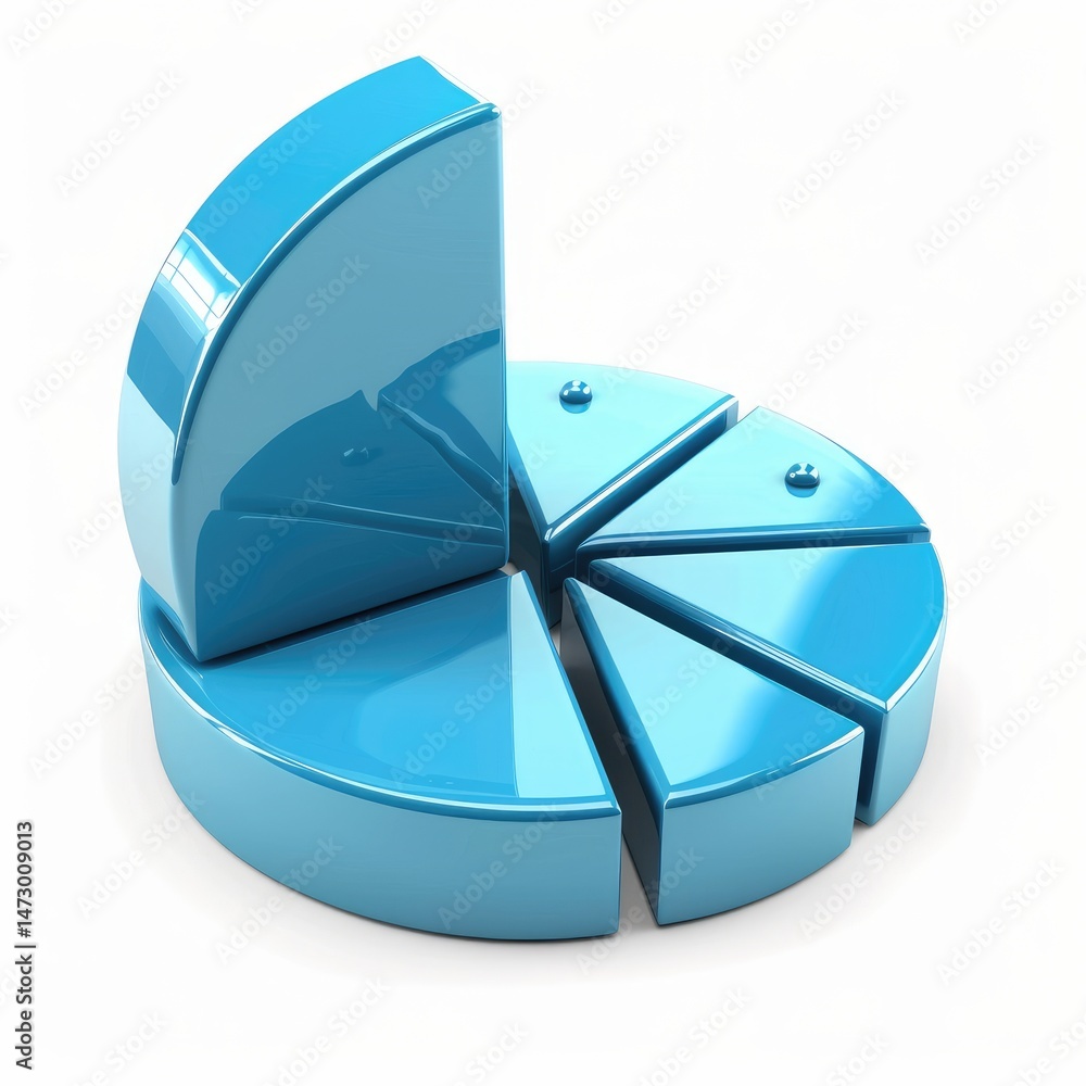 Poster 3d pie chart illustrating a data breakdown.