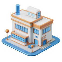 Obraz premium Colorful stylized representation of a two-story building.