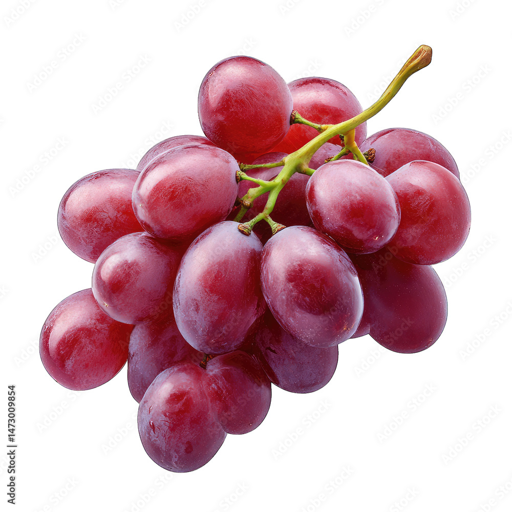 Poster a cluster of red grapes on a vine isolated on a transparent background the grapes are plump and juic