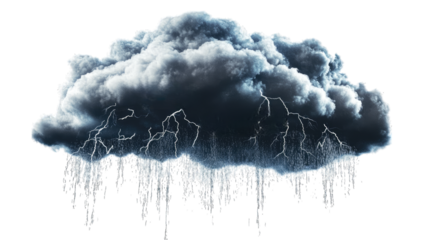 A Dark Stormy Cloud With Lightning Bolts And Rain