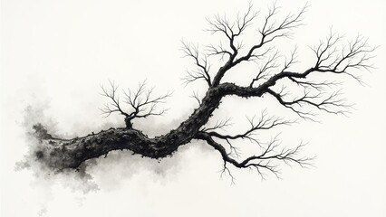 Obraz premium Ink painting of withered tree branches