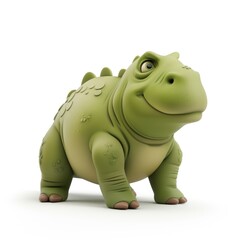 Fototapeta premium Cartoon dinosaur character in a cheerful pose.