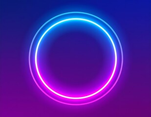 Obraz premium Vibrant Neon Circle Frame, Glowing Purple Blue Light, Abstract Design, Modern Background, Illuminate