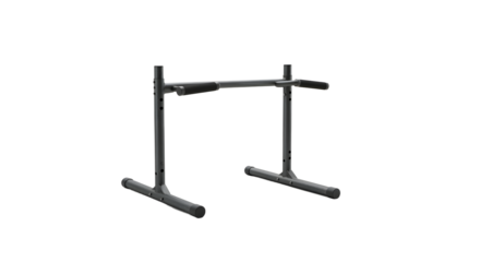 A sleek black parallel bar set against a plain background, ideal for fitness training and exercise routines