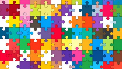 Colorful Jigsaw Puzzle Pieces Interlocking, Teamwork, Solution, Unity, Strategy