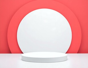 Abstract Red White Circular Product Display Platform Background