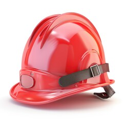 Fototapeta premium Bright red safety helmet with visor and straps.