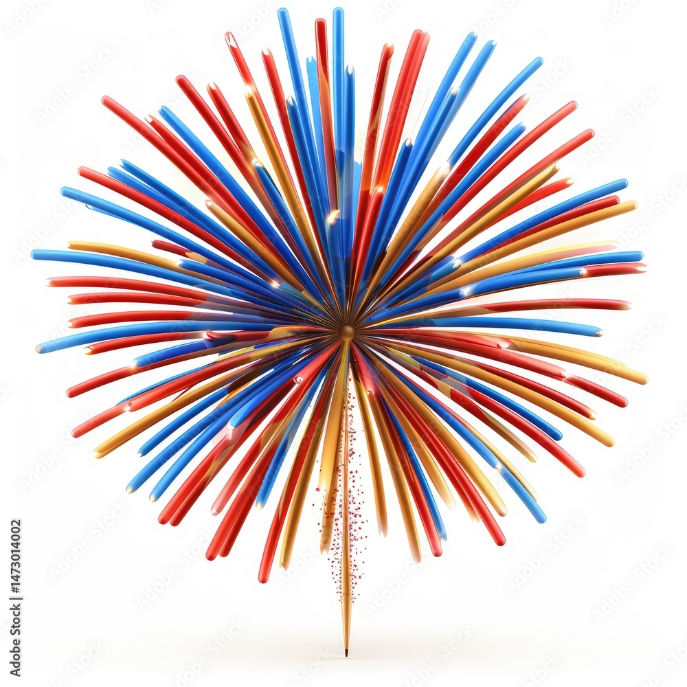 Poster vibrant firework display explodes in a colorful burst.