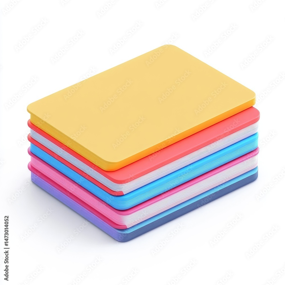 Poster stacked colorful rectangular objects.