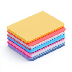 Stacked colorful rectangular objects.