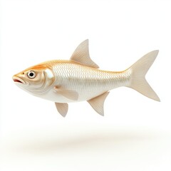 Obraz premium Freshwater fish, light orange color, displayed against white background.