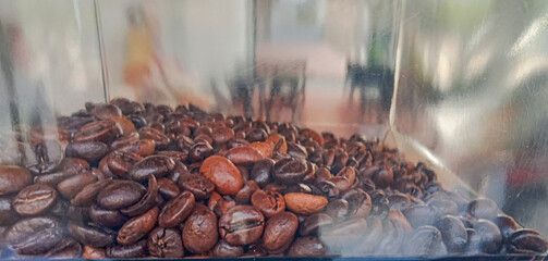  Abundant Roasted Coffee Beans in Clear Dispenser