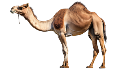 A Camel Stands On A Transparent Background With Its Head Turned To The Side