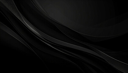 Abstract dark backdrop. Smooth waves form an elegant design with depth and subtle highlights