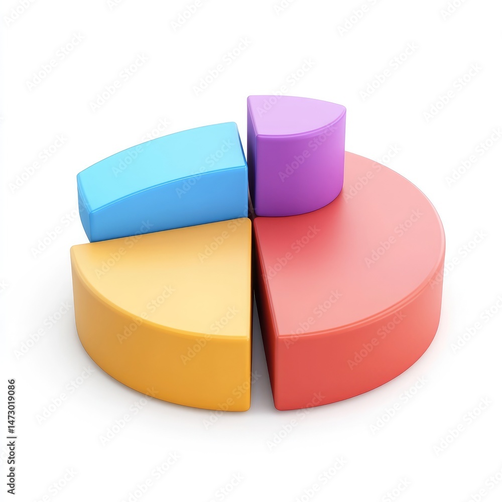 Poster colorful pie chart illustrating data distribution.