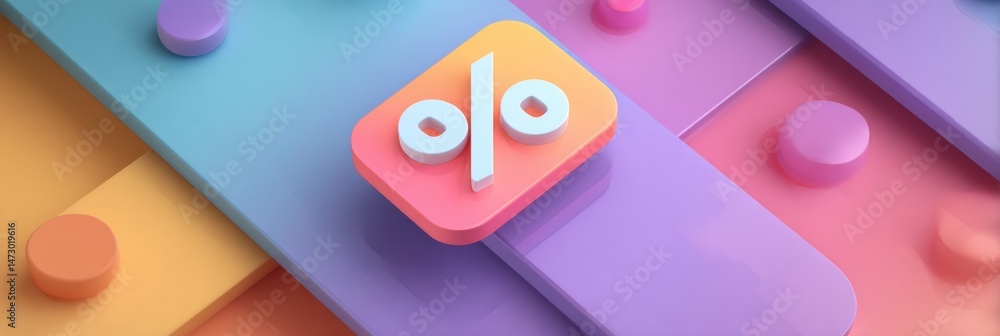 Aufkleber Diagonal Pop-Up Discount Tab Enhances Glossy User Interface With Vibrant Colors and Modern Design Elements
