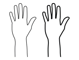 Hand reaching silhouette, human raised hands. Raised hands voting icon vector sign. People or students with their hands raised flat icon. Community, Collaboration, Teamwork, Group, Solidarity, Support