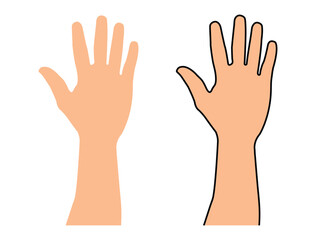 Hand Raise icon. Raise hand symbols. Symbol or logo of peoples, community, organization, democracy. Human raised hands vector set. hand gestures. Stop hand icon. Vector illustrator