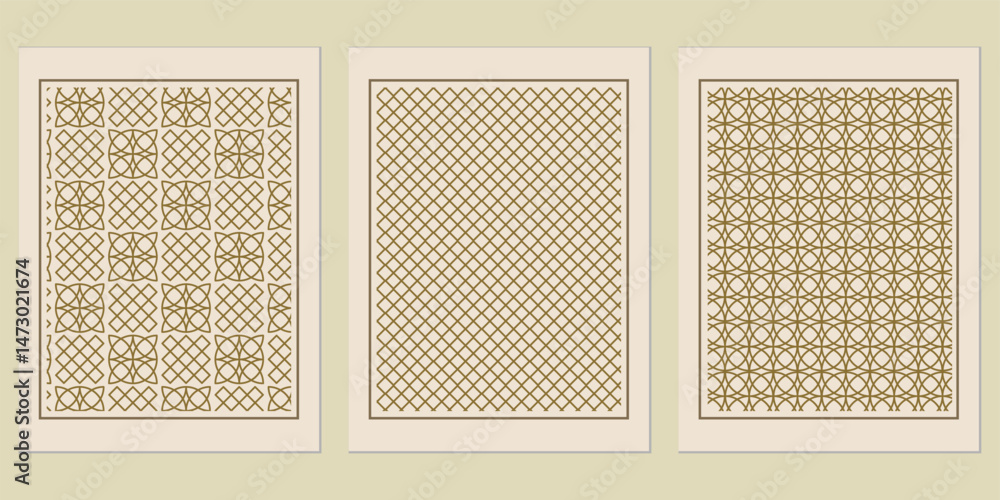 Poster harmonious trio of framed geometric patterns showcasing a subtle blend of cultural design elements a