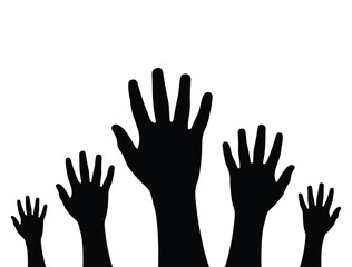 Hand sign. Raised hand icon symbolizing stop or interaction, voting. open hands up. 