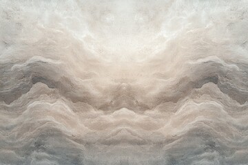 Abstract natural stone texture with symmetrical layered patterns in warm beige, gray, and cream tones creating a calming and organic visual effect