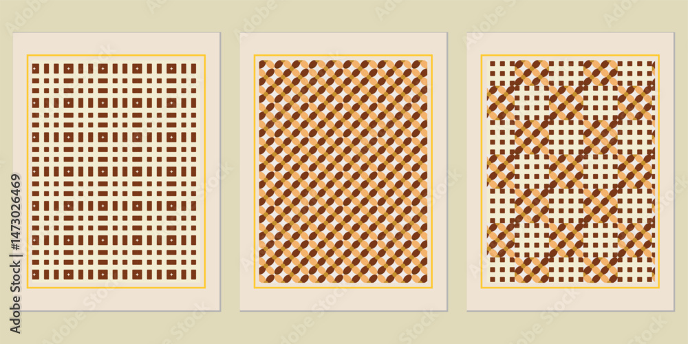 Aufkleber abstract geometric artwork featuring retro patterns in earth tones, creating a harmonious and nostal