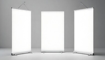 blank white roll-up An empty portable booth mockup of candy created with generative ai