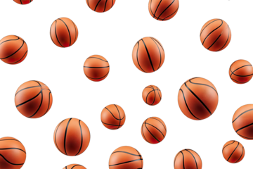 Multiple Orange Basketballs Arranged In A Scattered Pattern On A Transparent Background