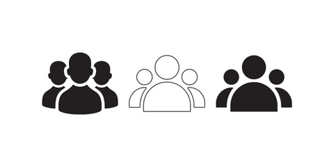 Versatile User Group Icons: Solid, Outline & Silhouette Styles for UI/UX