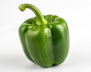 Fresh Green Bell Pepper on White Background