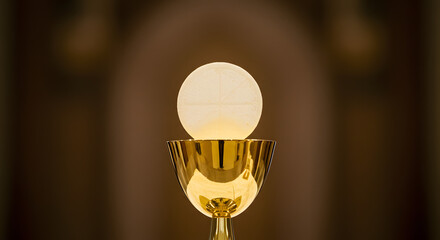 Symbolic Representation of Communion and Faith A Sacred Chalice with Eucharist Host