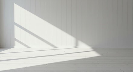 Obraz premium White room interior with sunlight and wood floor