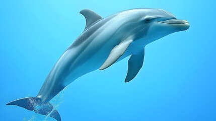 Fototapeta premium Majestic Dolphin Leaping Ocean Water Blue