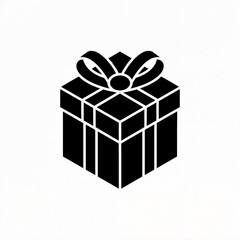 Obraz premium Unique Black Silhouette Gift Box with Ribbon - Festive Vector Icon for Holiday Celebrations and Creative Packaging Designs