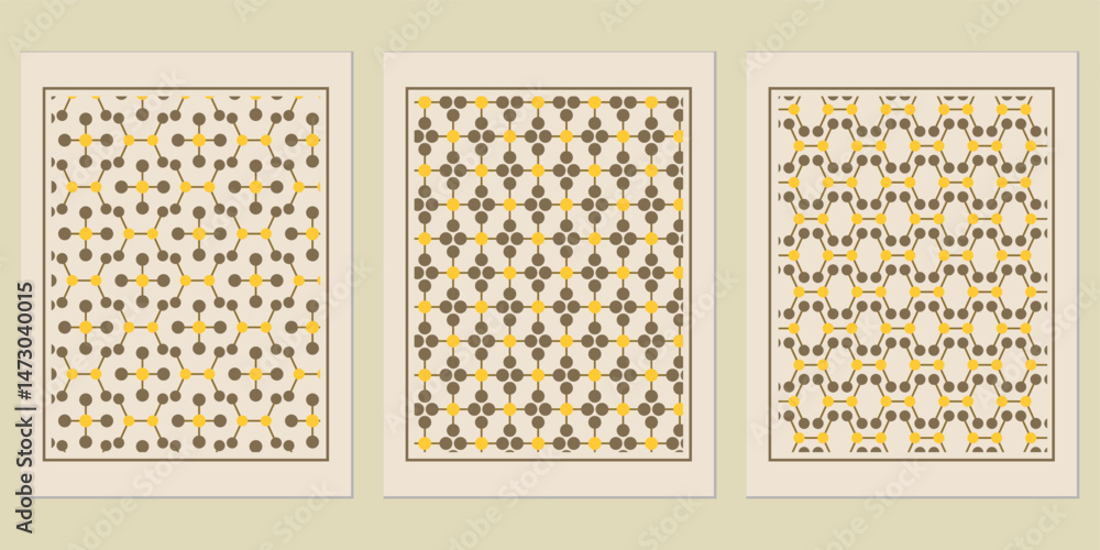 Poster retro geometric art prints featuring mod patterns, beige background, and artistic retro design with 