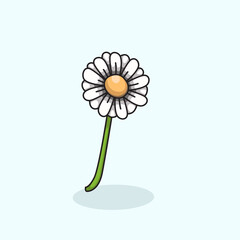 Vector illustration of daisy flower with white petals and yellow center representing freshness purity and springtime Perfect for floral designs botanical themes nature decorations greeting cards and s