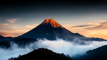 Majestic Volcano Silhouette at Sunrise