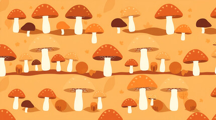 Autumn mushroom harvest magical forest fairytale pattern design cute  illustration
