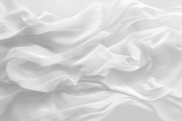 Obraz premium Soft, flowing white fabric with delicate, translucent texture creating gentle wave-like folds and light shadows