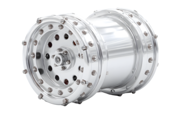 HighQuality Chrome Wheel Rims with Detailed Studs and Holes for Automotive Design and Customiz