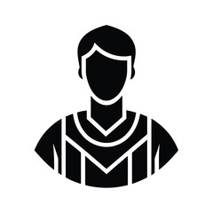 Simplified black and white vector illustration representing a person or a human avatar symbol on white background