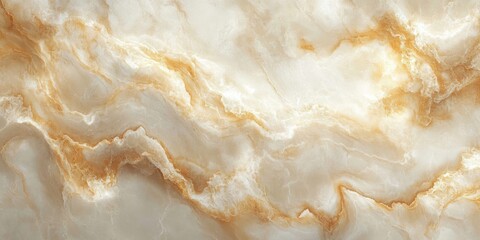 close-up view of a beige and light brown marble texture with natural swirling patterns and smooth glossy surface